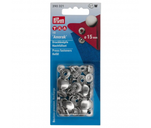 Rezerva capse fara coasere, 15 mm argintie - Prym 390321
